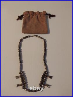 Vintage Navajo Mellon and Blossom Bead Silver Necklace Native American Jewelry