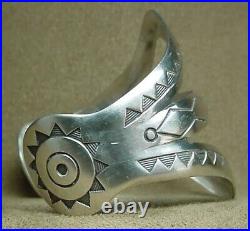 Vintage Navajo Native American 925 Sterling Silver Wide Split Band Cuff Bracelet