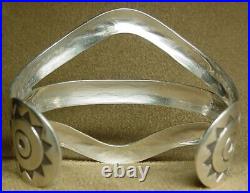 Vintage Navajo Native American 925 Sterling Silver Wide Split Band Cuff Bracelet
