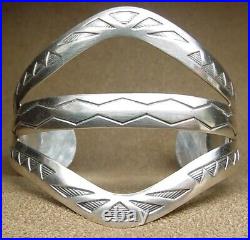 Vintage Navajo Native American 925 Sterling Silver Wide Split Band Cuff Bracelet