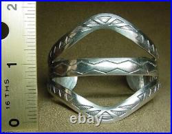 Vintage Navajo Native American 925 Sterling Silver Wide Split Band Cuff Bracelet