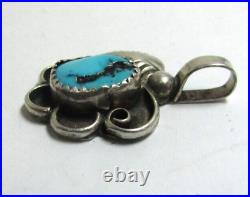 Vintage Navajo Native American R Chee Sterling Silver Turquoise Pendant