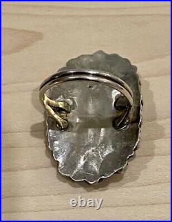Vintage Navajo Native American Sterling Silver Coral Cluster Ring Signed JW
