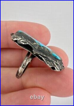 Vintage Navajo Native American Sterling Silver Natural Bisbee Turquoise Ring