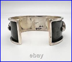 Vintage Navajo Native American Sterling Silver Onyx & Malachite Cuff Bracelet