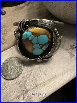 Vintage Navajo Native American Sterling Silver Royston Turquoise Cuff Bracelet