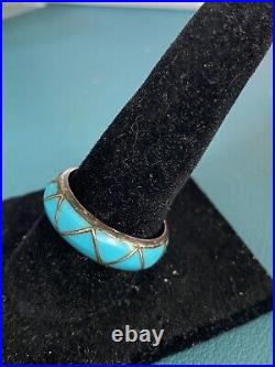 Vintage Navajo Native American Sterling Silver & Sleeping Beauty Turquoise Ring