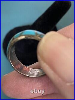 Vintage Navajo Native American Sterling Silver & Sleeping Beauty Turquoise Ring