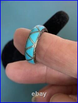 Vintage Navajo Native American Sterling Silver & Sleeping Beauty Turquoise Ring