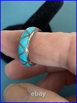 Vintage Navajo Native American Sterling Silver & Sleeping Beauty Turquoise Ring