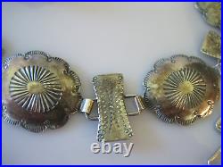 Vintage Navajo Native American Sterling Silver Stamped Concho Chain Belt 62.1 GR