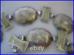 Vintage Navajo Native American Sterling Silver Stamped Concho Chain Belt 62.1 GR