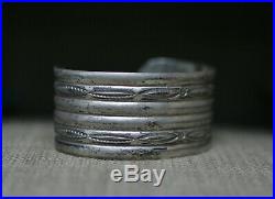Vintage Navajo Native American Sterling Silver Stamped Cuff Bracelet