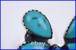 Vintage Navajo Native American Sterling Silver Turquoise Cluster Ring Size 9