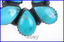 Vintage Navajo Native American Sterling Silver Turquoise Cluster Ring Size 9