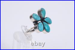 Vintage Navajo Native American Sterling Silver Turquoise Cluster Ring Size 9