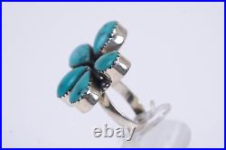 Vintage Navajo Native American Sterling Silver Turquoise Cluster Ring Size 9