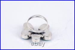Vintage Navajo Native American Sterling Silver Turquoise Cluster Ring Size 9