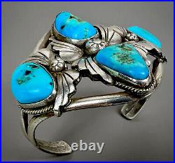 Vintage Navajo Native American Sterling Silver Turquoise Cuff Bracelet