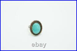 Vintage Navajo Native American Sterling Silver Turquoise Ring, Benson Yazzie