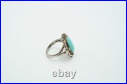 Vintage Navajo Native American Sterling Silver Turquoise Ring, Benson Yazzie