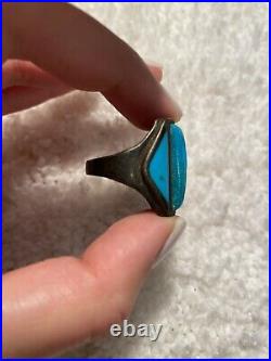Vintage Navajo Native American Turquoise Cornrow Inlay Ring