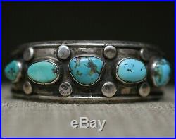 Vintage Navajo Native American Turquoise Sterling Silver Cuff Bracelet