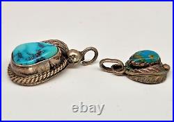 Vintage Navajo Native American Turquoise and Sterling Silver Pendants