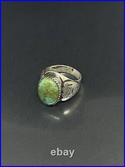 Vintage Navajo Native American sterling silver Ring Turquiose Sz 7.5 9.54g