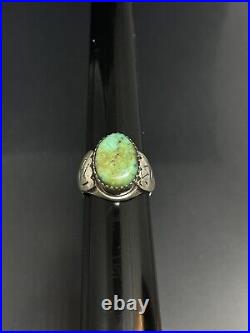 Vintage Navajo Native American sterling silver Ring Turquiose Sz 7.5 9.54g