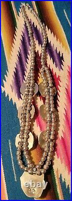 Vintage Navajo Nickel Silver White Buffalo Squash Blossom Necklace