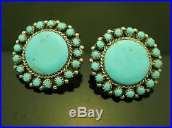 Vintage Navajo Old Pawn Marc Begay Sterling Petit Point Turquoise Post Earrings