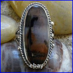 Vintage Navajo Oval Petrified Wood Ring Size 7 Beautiful Stone Sterling Silver