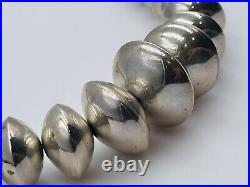 Vintage Navajo Pearl Sterling Silver Graduated XL Large HandMade Beaded Necklace