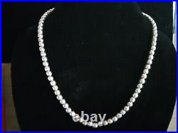 Vintage Navajo Pearls Bench Made Native American. 925 Sterling Silver Necklace