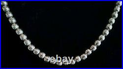 Vintage Navajo Pearls Bench Made Native American. 925 Sterling Silver Necklace