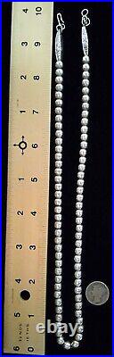 Vintage Navajo Pearls Bench Made Native American. 925 Sterling Silver Necklace