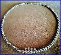 Vintage Navajo Pearls Bench Made Native American. 925 Sterling Silver Necklace