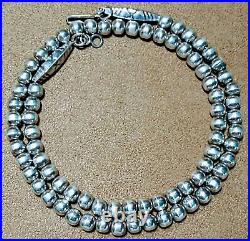 Vintage Navajo Pearls Bench Made Native American. 925 Sterling Silver Necklace