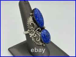 Vintage Navajo Peterson Johnson Sterling Silver Blue Lapis Native American Ring