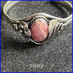 Vintage Navajo / S. W. Style Sterling & Rhodochrosite Cuff Bracelet
