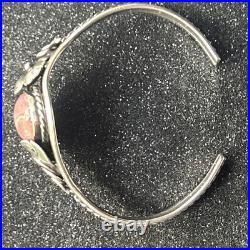 Vintage Navajo / S. W. Style Sterling & Rhodochrosite Cuff Bracelet