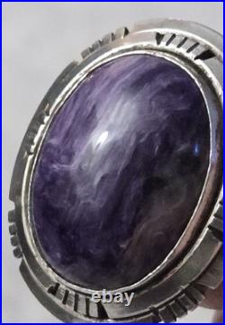 Vintage Navajo Scott Skeets Charoite Sterling Silver 925 Size 6 1/2 Ring Signed