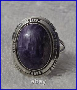 Vintage Navajo Scott Skeets Charoite Sterling Silver 925 Size 6 1/2 Ring Signed