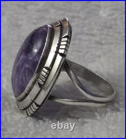 Vintage Navajo Scott Skeets Charoite Sterling Silver 925 Size 6 1/2 Ring Signed