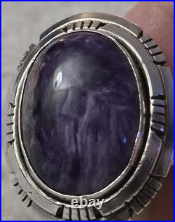 Vintage Navajo Scott Skeets Charoite Sterling Silver 925 Size 6 1/2 Ring Signed