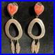 Vintage Navajo Signed EN Orange Spiny Oyster Shell Dangle Sterling Earrings 4.5
