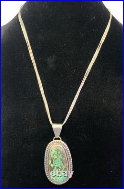 Vintage Navajo Signed R. C. Little Pendant & Rising Sun 5 strand sterling chain