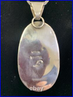 Vintage Navajo Signed R. C. Little Pendant & Rising Sun 5 strand sterling chain
