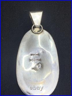 Vintage Navajo Signed R. C. Little Pendant & Rising Sun 5 strand sterling chain